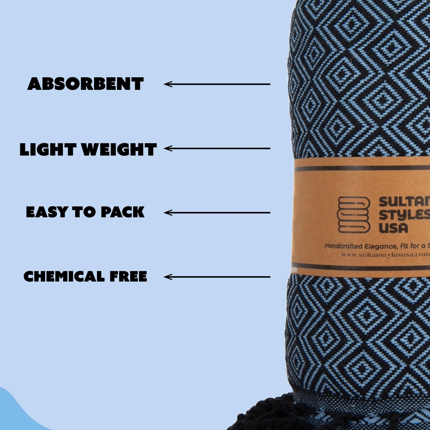 Turkish towel, lightweight, absorbent, eco-friendly, 100% cotton, sand-resistant OEKO-TEX Certified