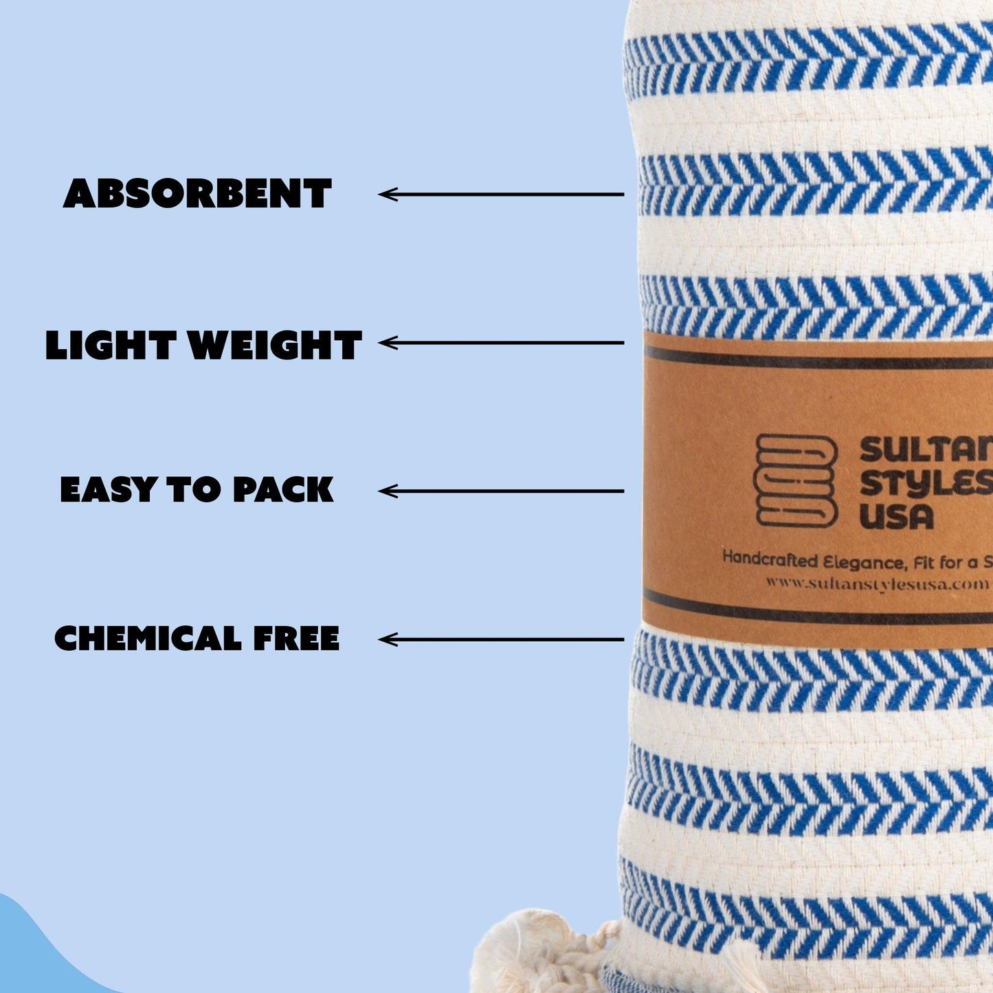 Turkish towel, lightweight, absorbent, eco-friendly, 100% cotton, sand-resistant