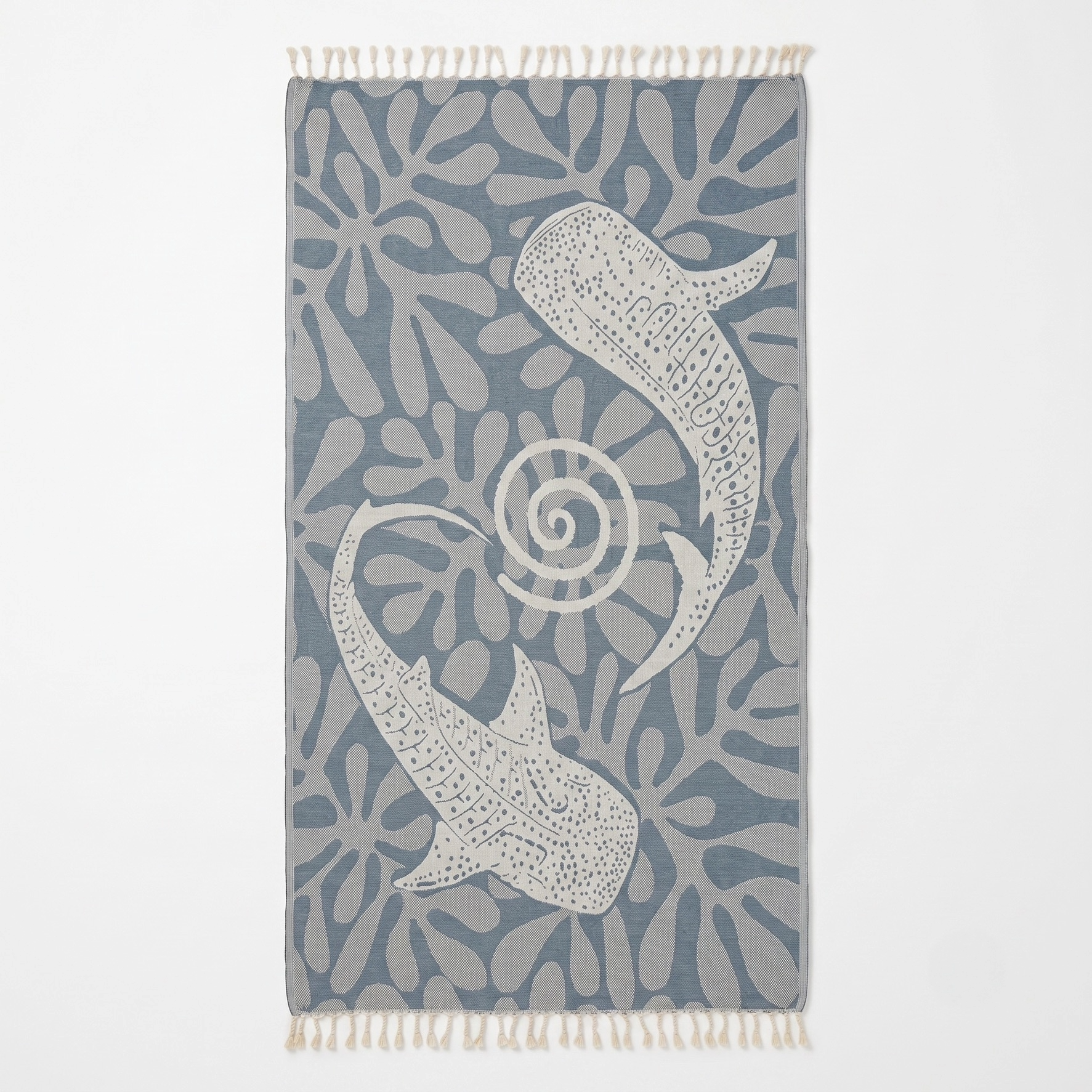 Teal Color Whale Shark Turkish Sand Resistant Beach Towel