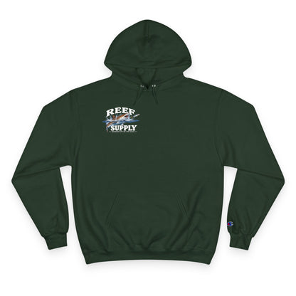 Dark green Reef Supply Tiger Shark Champion Hoodie with graphic chest print