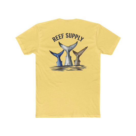 Shark Tail Crew Tee — Great White, Tiger & Mako Shark Tail Back Design