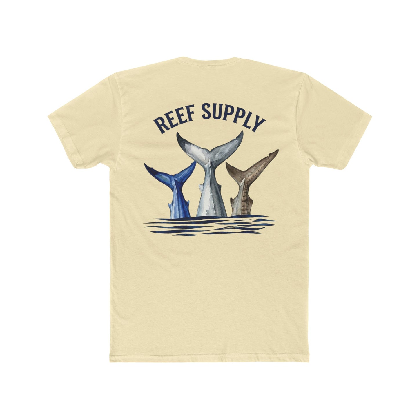 Shark Tail Crew Tee — Great White, Tiger & Mako Shark Tail Back Design