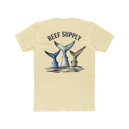 Shark Tail Crew Tee — Great White, Tiger & Mako Shark Tail Back Design