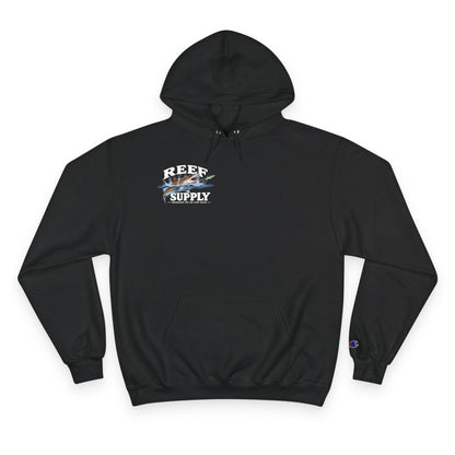 Black Reef Supply Tiger Shark Champion Hoodie with graphic logo on chest