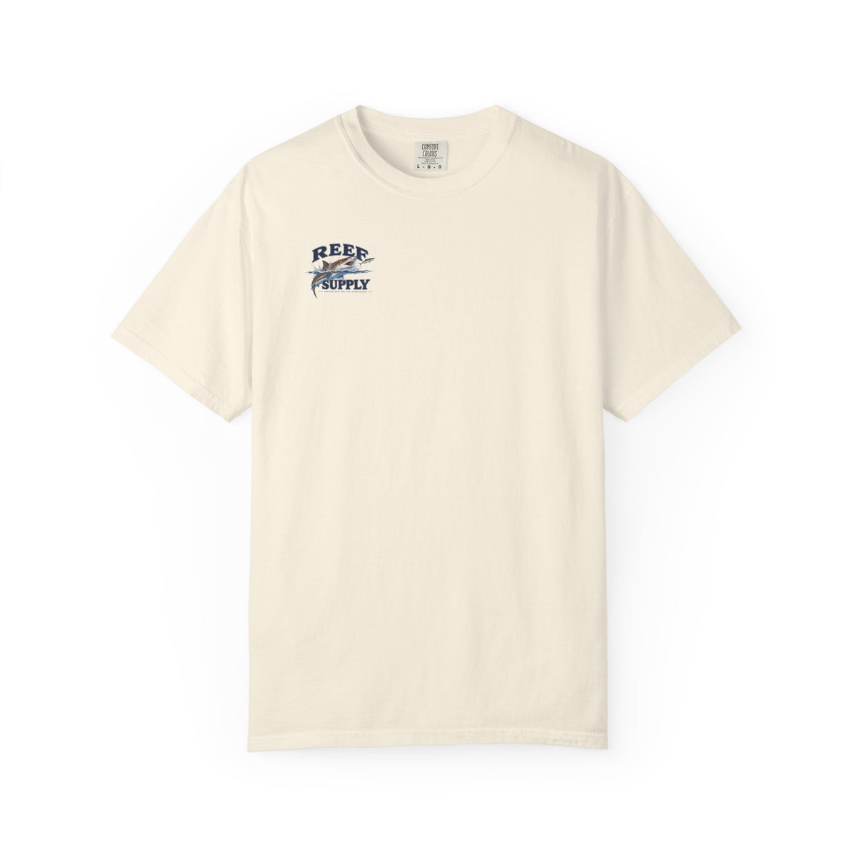 Cream colored Tiger Tee t-shirt with Reef Supply graphic logo.