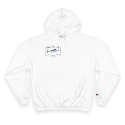 Front of a white Champion - Reef Supply Marlin Fish Hoodie - white