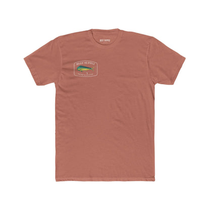Reef Supply Co light pink front mahi mahi fishing t shirt featuring colorful dolphin fish artwork inspired by offshore saltwater fishing
