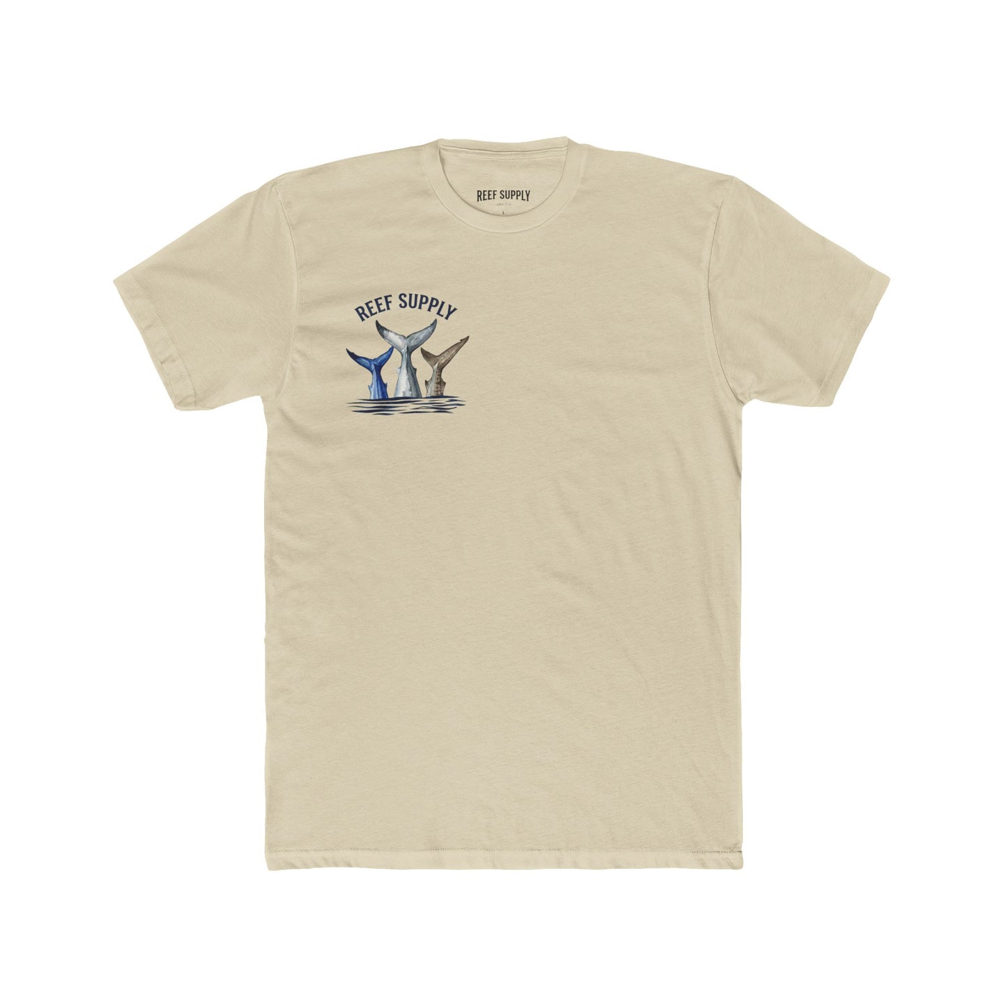 Shark Tail Crew Tee — Great White, Tiger & Mako Shark Tail Back Design