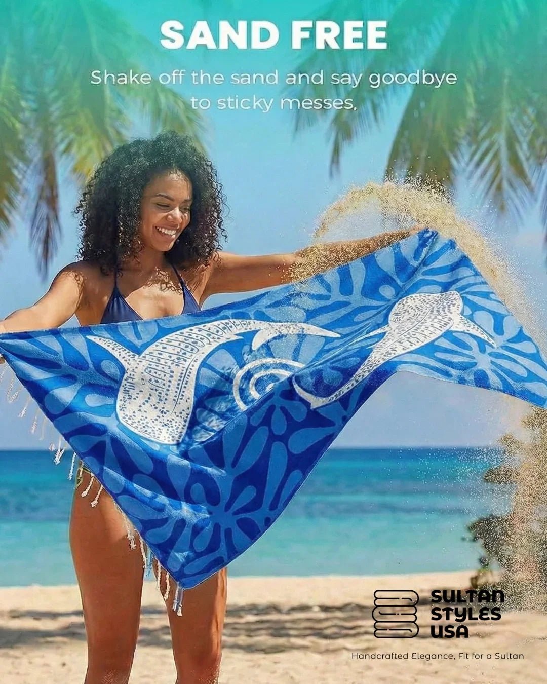 Sand Resistant Whale Shark Turkish Beach Towel