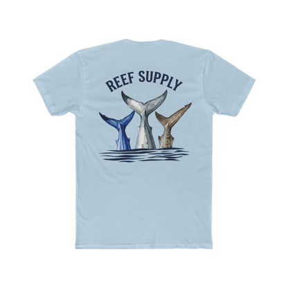 Shark Tail Crew Tee — Great White, Tiger & Mako Shark Tail Back Design