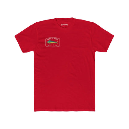 Reef Supply Co red front mahi mahi fishing t shirt featuring colorful dolphin fish artwork inspired by offshore saltwater fishing
