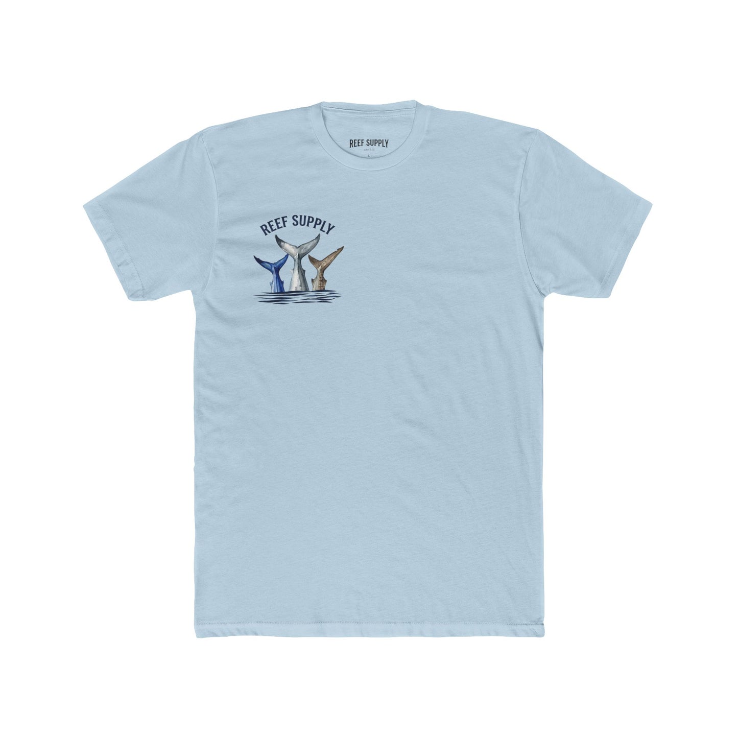 Shark Tail Crew Tee — Great White, Tiger & Mako Shark Tail Back Design