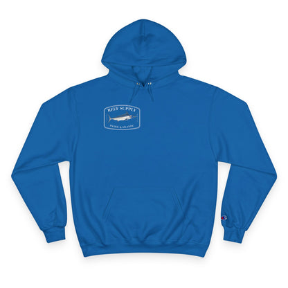 Front of a blue Champion - Reef Supply Marlin Fish Hoodie - blue