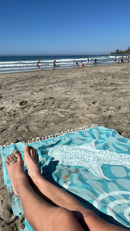 Aqua Sand Resistant Whale Shark Turkish Beach Towel