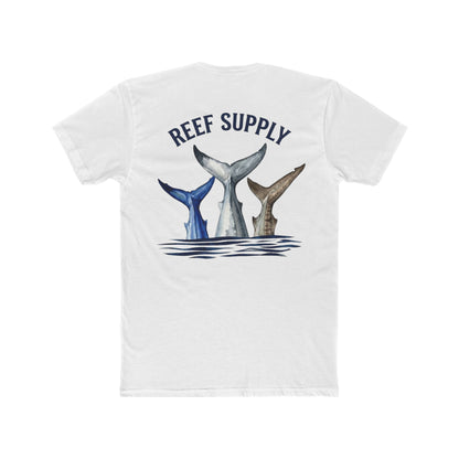 Shark Tail Crew Tee — Great White, Tiger & Mako Shark Tail Back Design
