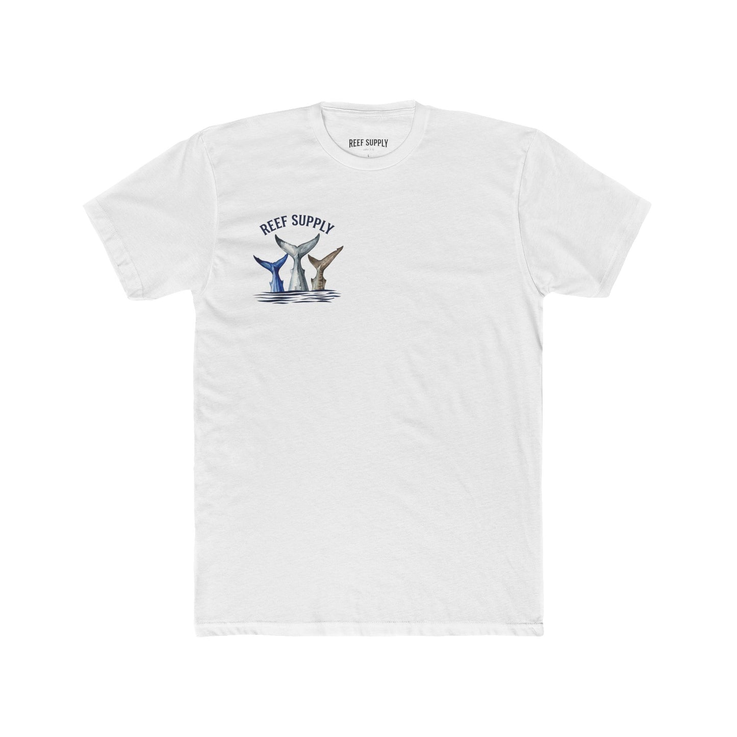 Shark Tail Crew Tee — Great White, Tiger & Mako Shark Tail Back Design