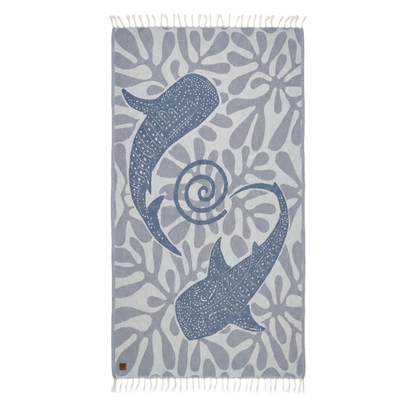 Teal Color Whale Shark Turkish Sand Resistant Beach Towel