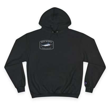 Front of a Black Champion - Reef Supply Marlin Fish Hoodie - Black