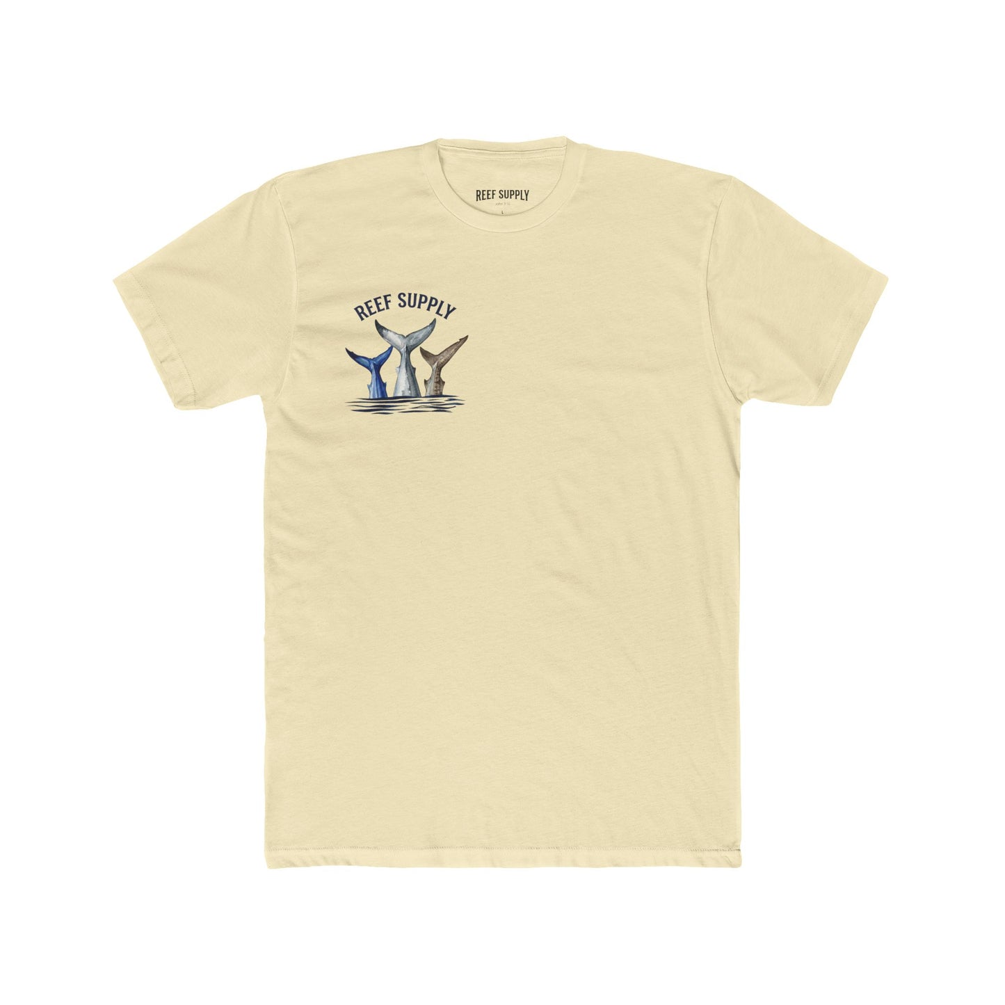 Shark Tail Crew Tee — Great White, Tiger & Mako Shark Tail Back Design