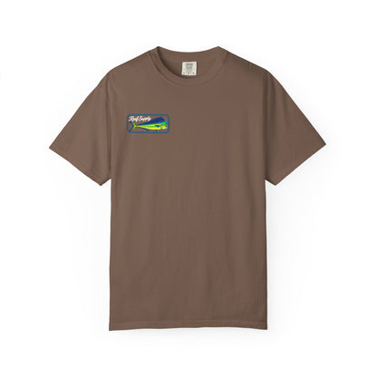Brown Mahi Frenzy Tee by Reef Supply featuring a colorful mahi mahi graphic.