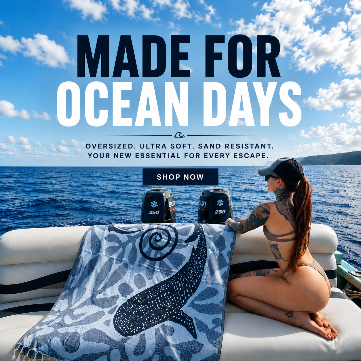 Black Whale Shark Beach Sand Resistant Turkish Towels