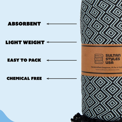 Turkish towel, lightweight, absorbent, eco-friendly, 100% cotton, sand-resistant OEKO-TEX Certified

