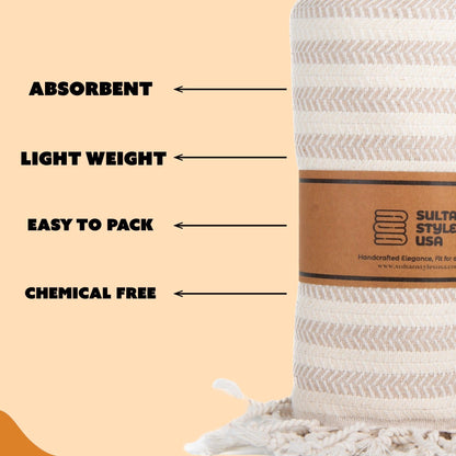 Turkish towel, lightweight, absorbent, eco-friendly, 100% cotton, sand-resistant